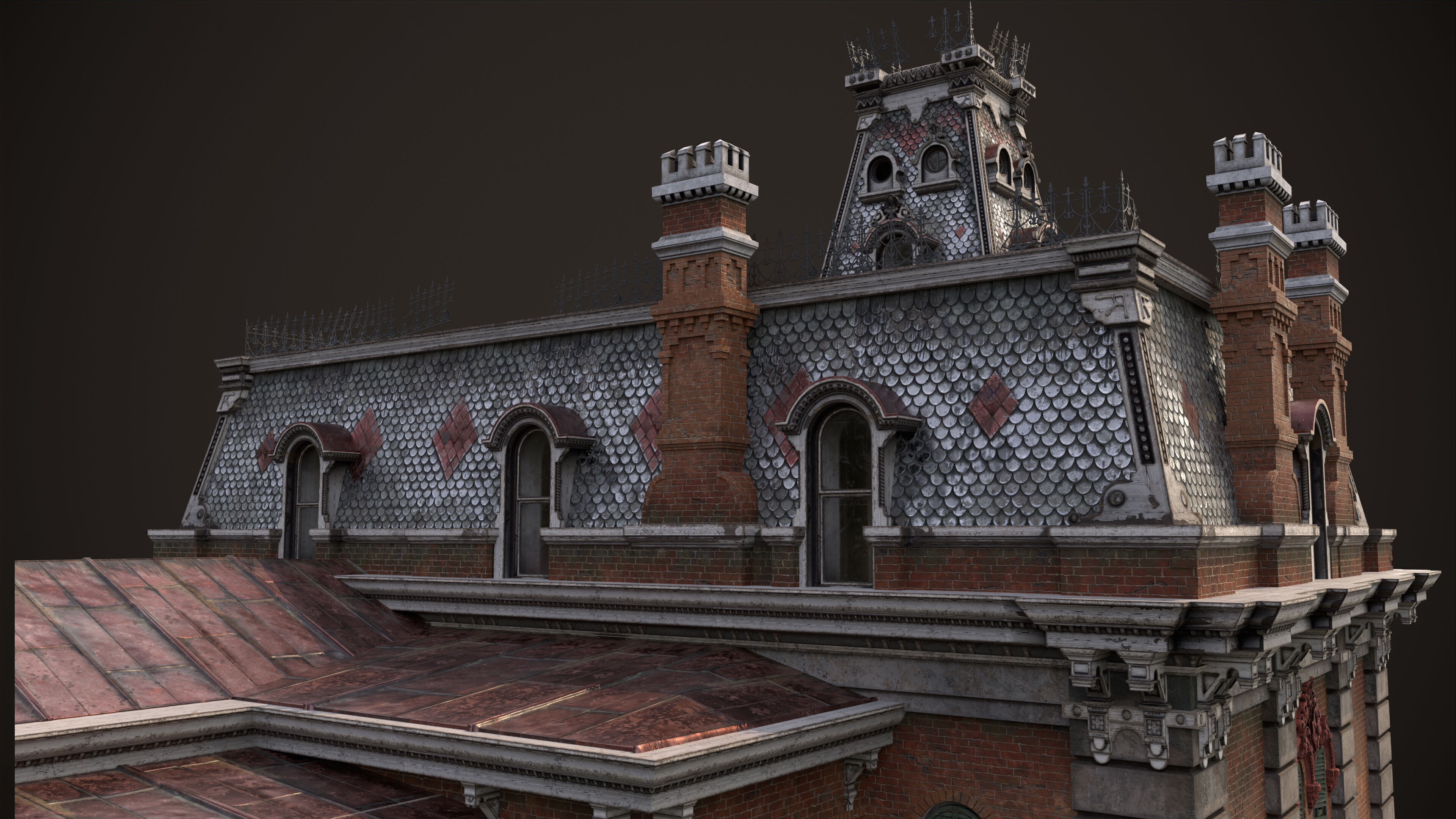 Old American House Abandoned Low-poly 3D model_9