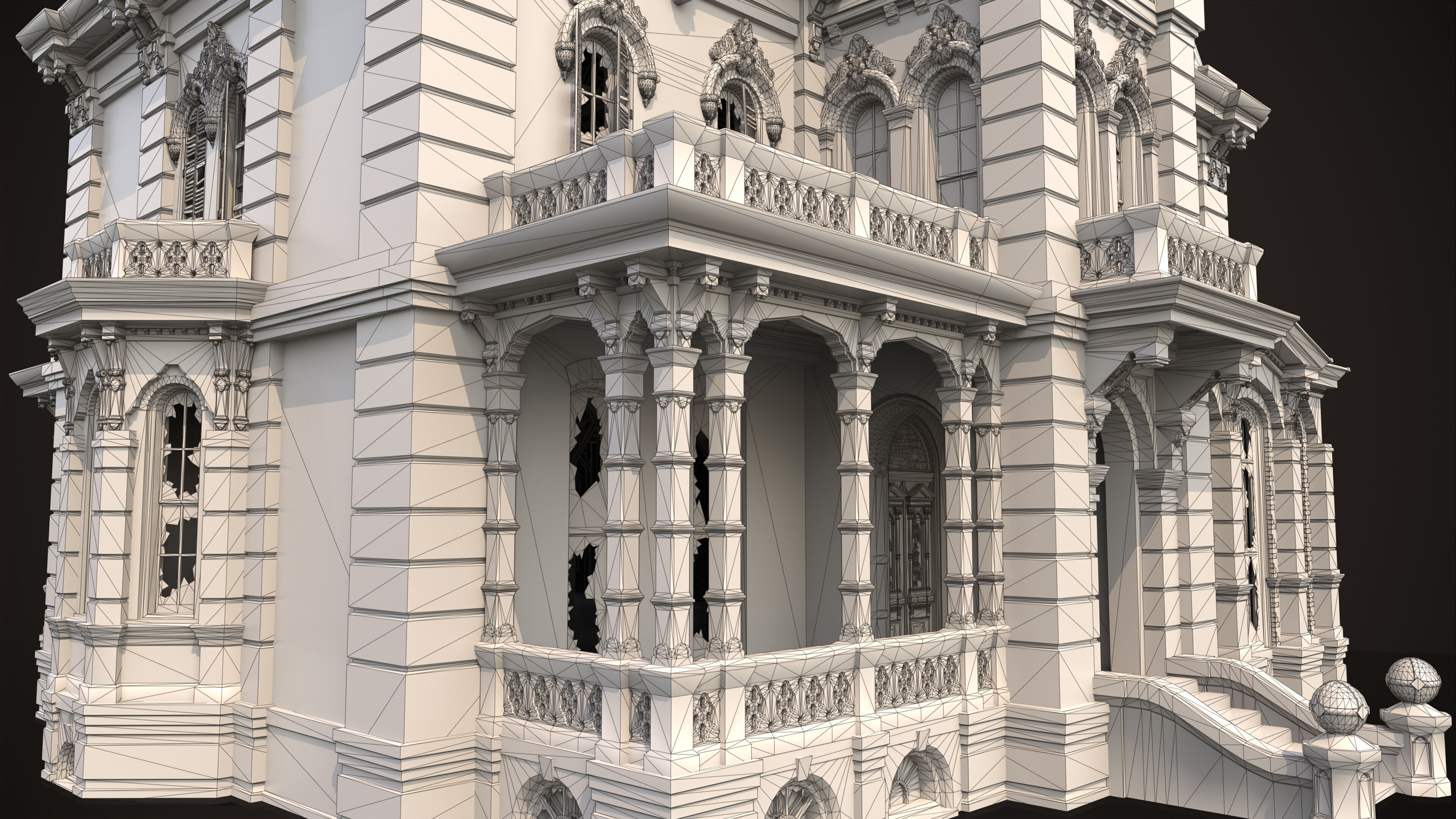 Old American House Abandoned Low-poly 3D model_18