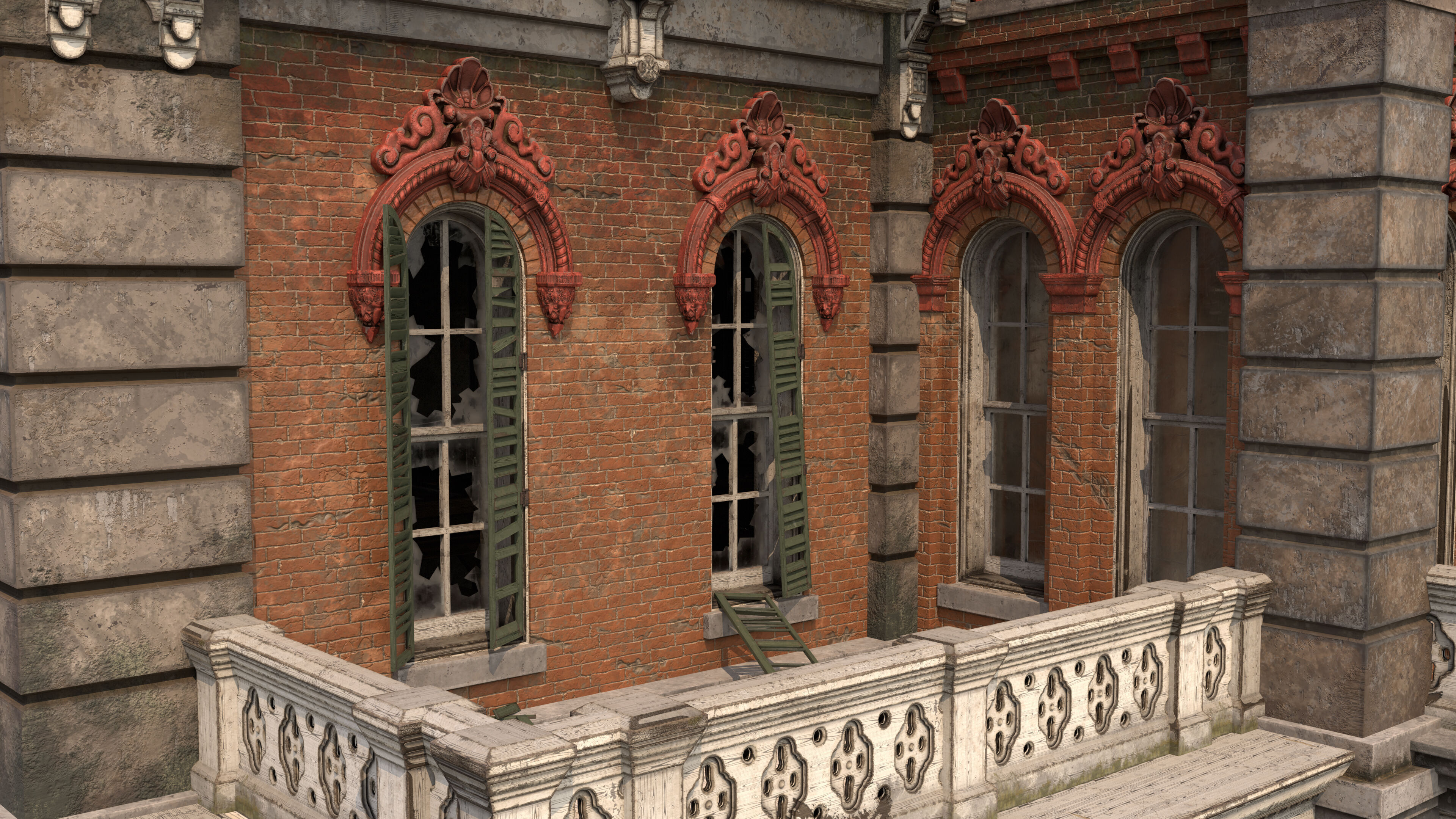 Old American House Abandoned Low-poly 3D model_11