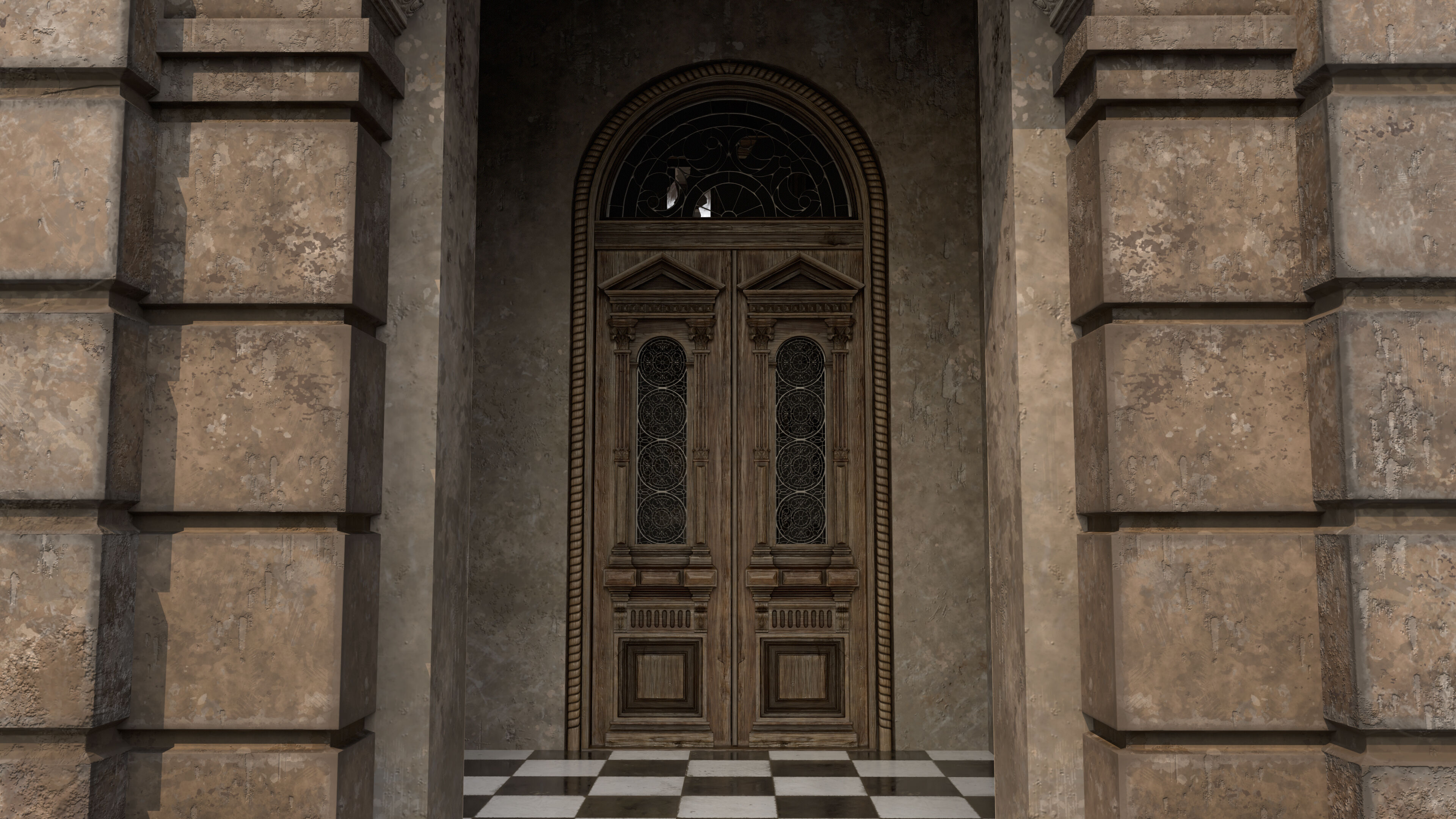 Old American House Abandoned Low-poly 3D model_12