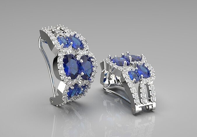 luxury diamond earring je0006 3D print model