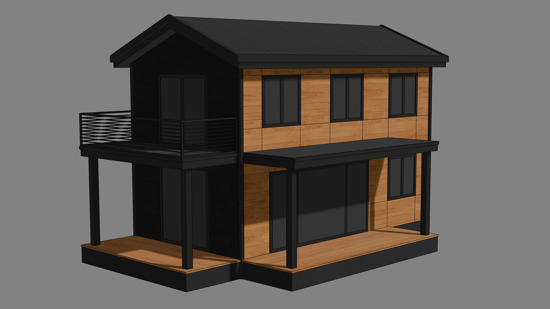 Prefab Steel House Low-poly 3D model_5