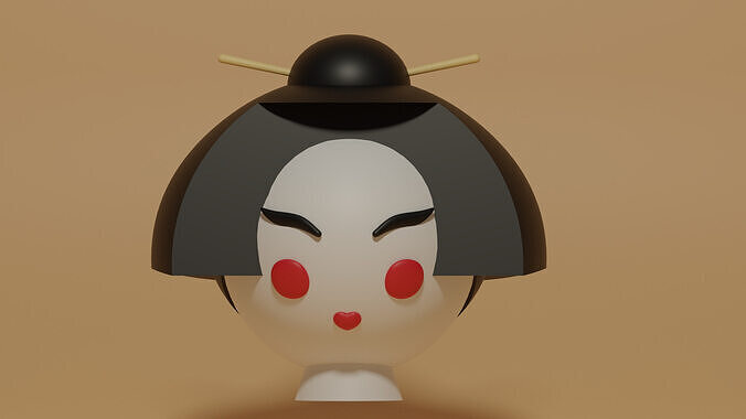 Cartoon Japanese Geisha 1 3D model