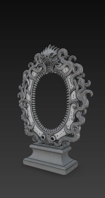 3D Printable Gothic Monster Mirror Frame 3D model_11