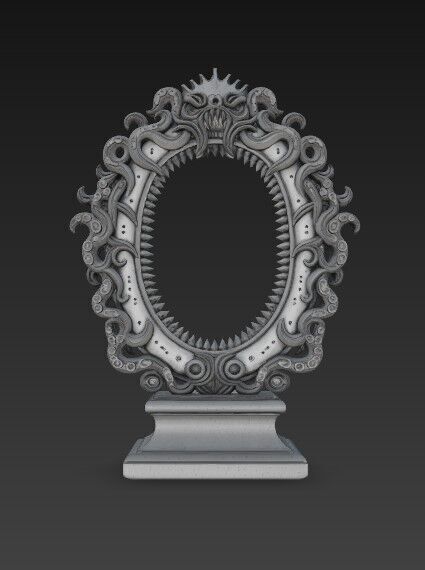 3D Printable Gothic Monster Mirror Frame 3D model_1