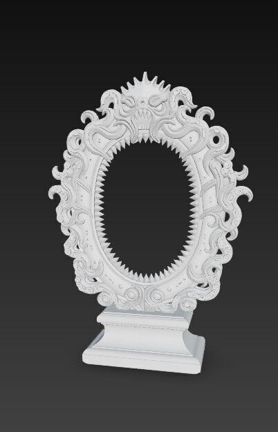 3D Printable Gothic Monster Mirror Frame 3D model_5