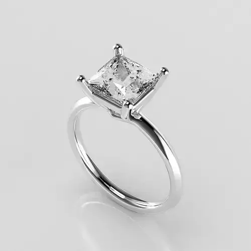 Classic Solitaire Ring - 7 mm Princess cut - 200 ct points