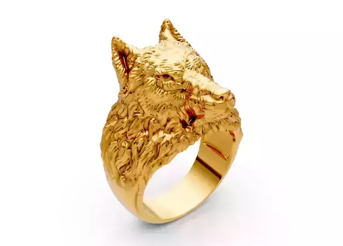 Wolf Head Ring STL  High Detail 3D Printable Jewelry Model