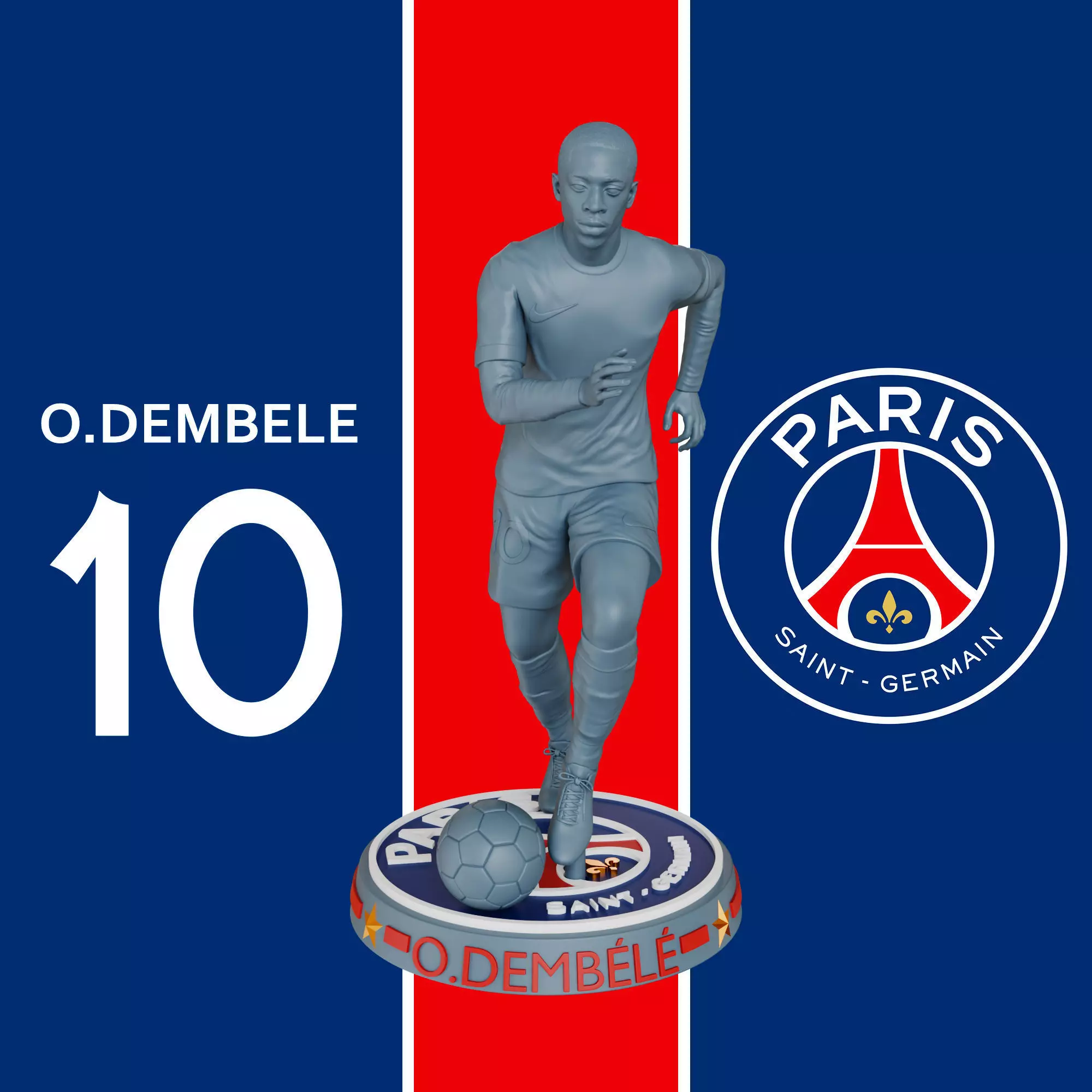 Ousmane Dembele Paris Saint-Germain 3D Printable Figure 3D print model