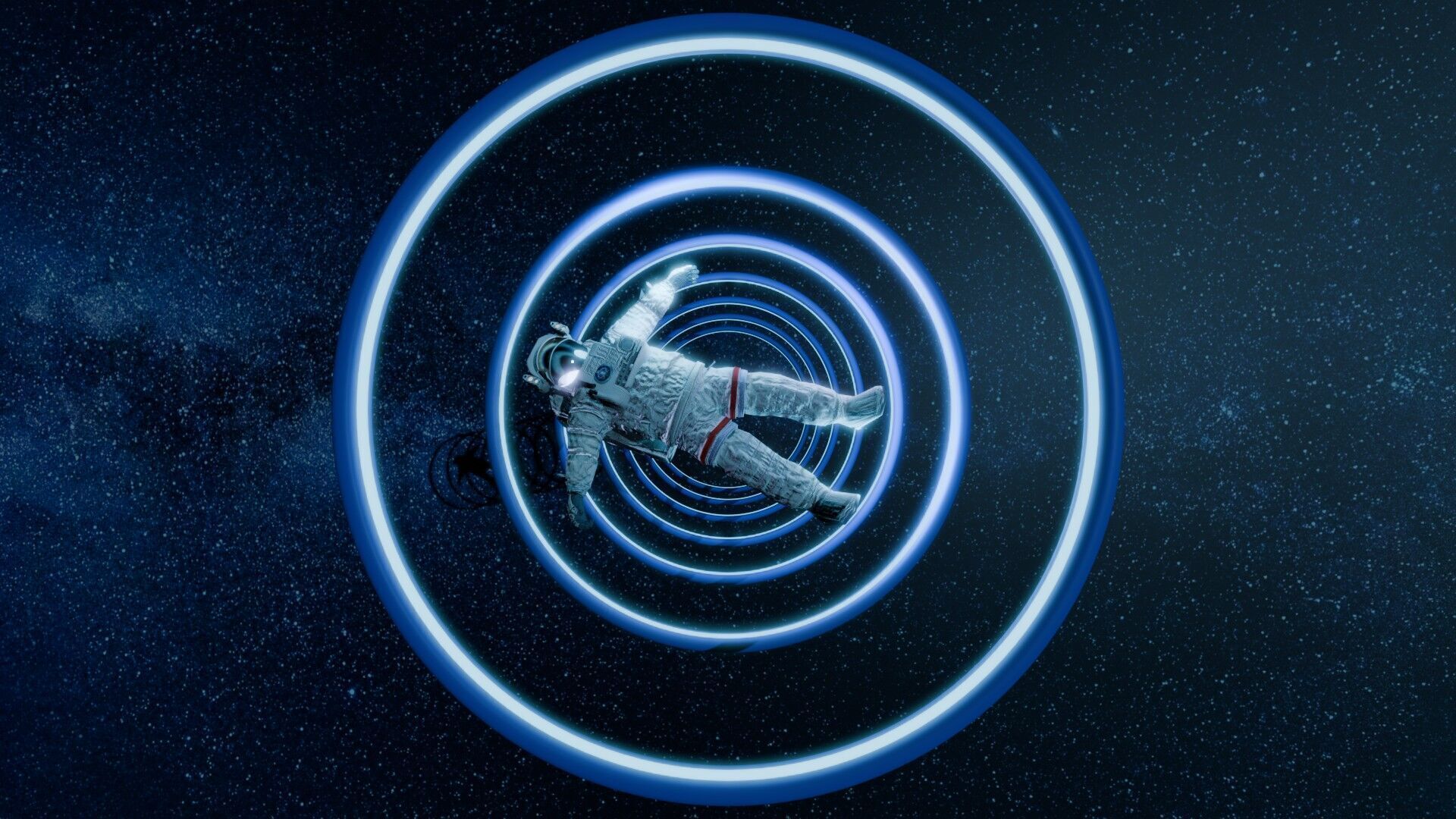 Astronaut Spinning in Space Animation 3D model_5