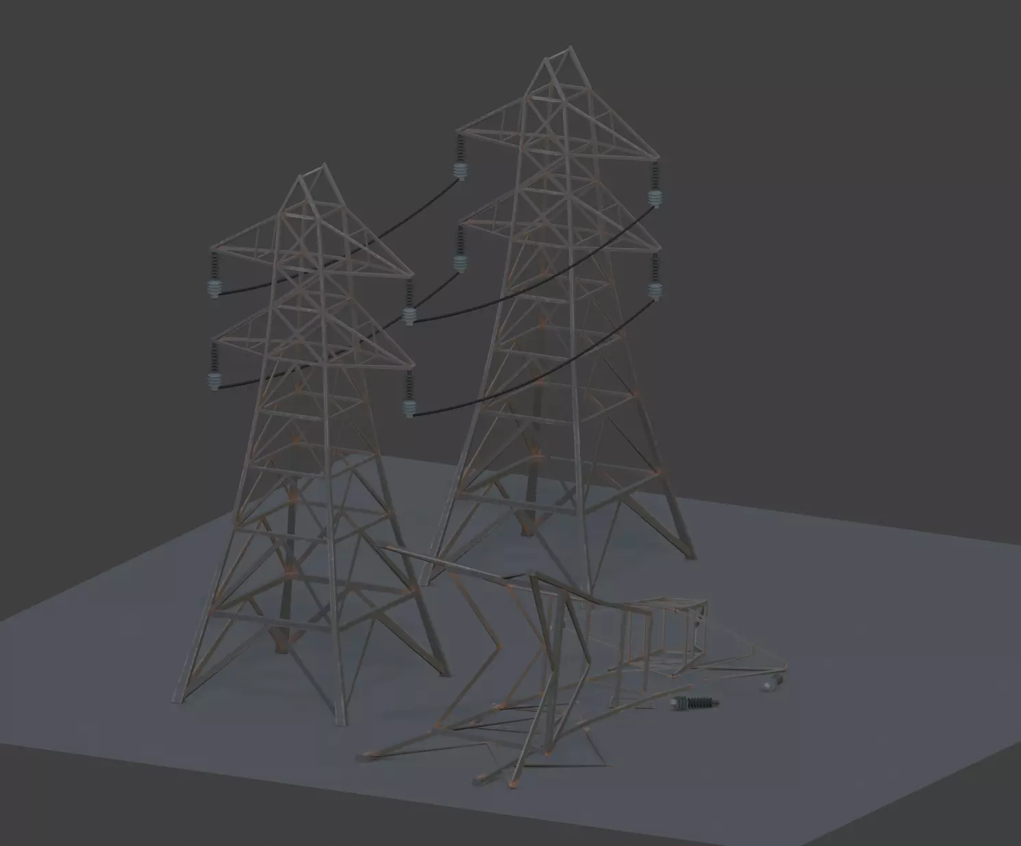 Big Power Lines Free Asset Pack Low-poly 3D model_0