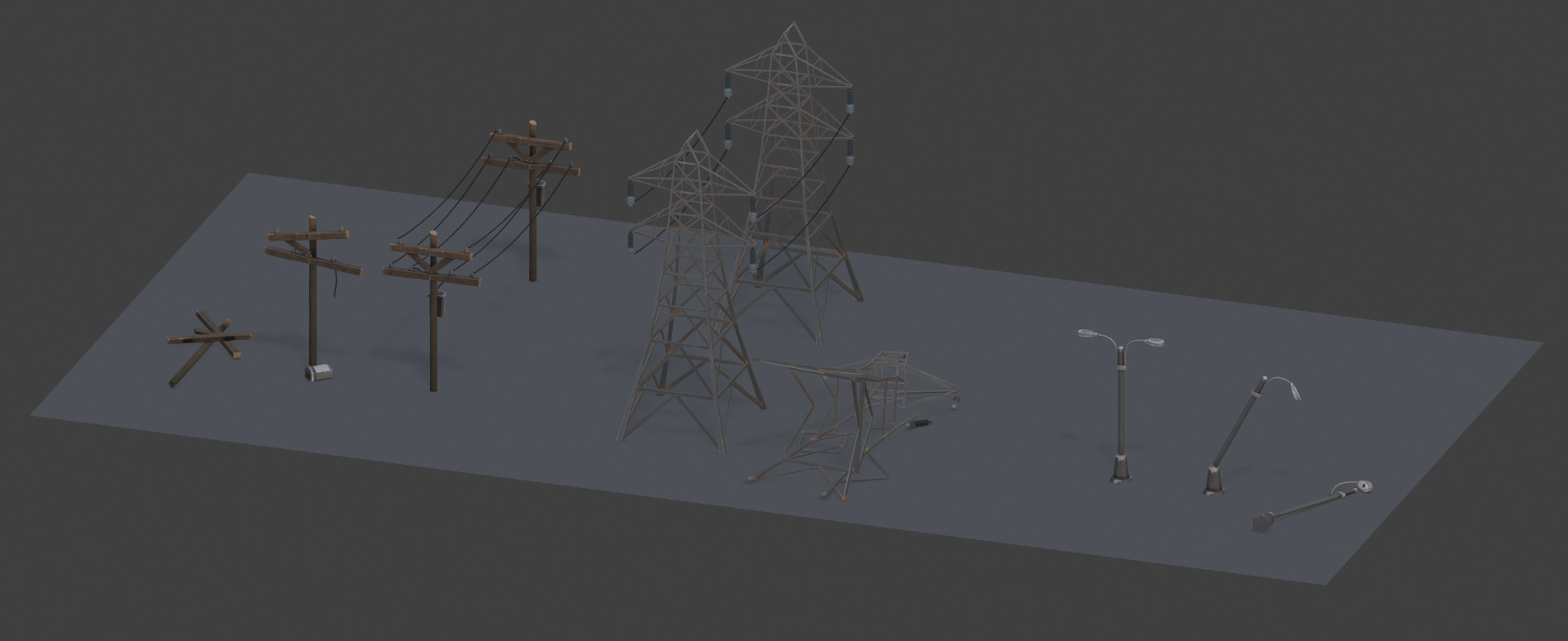 Big Power Lines Free Asset Pack Low-poly 3D model_3