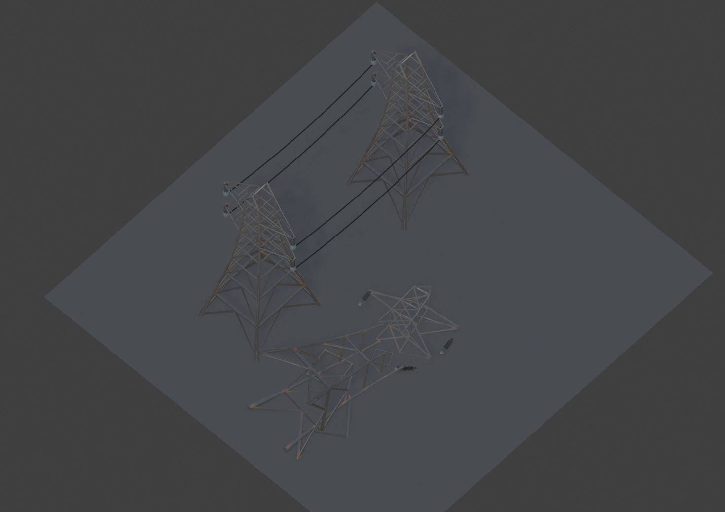 Big Power Lines Free Asset Pack Low-poly 3D model_4