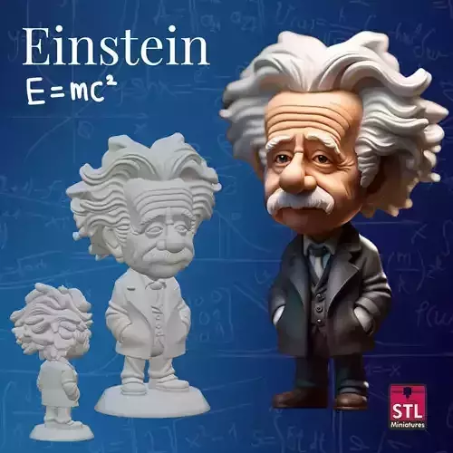 Einstein Chibi 3D Printing STL File  Version with Base 3D print model