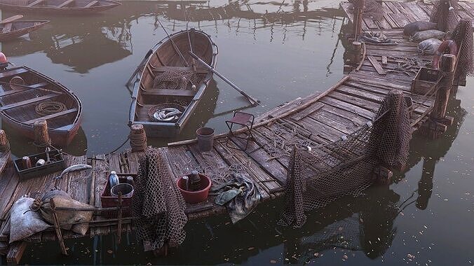 Fishing Village - Modular Environment for Unreal Engine Low-poly 3D model