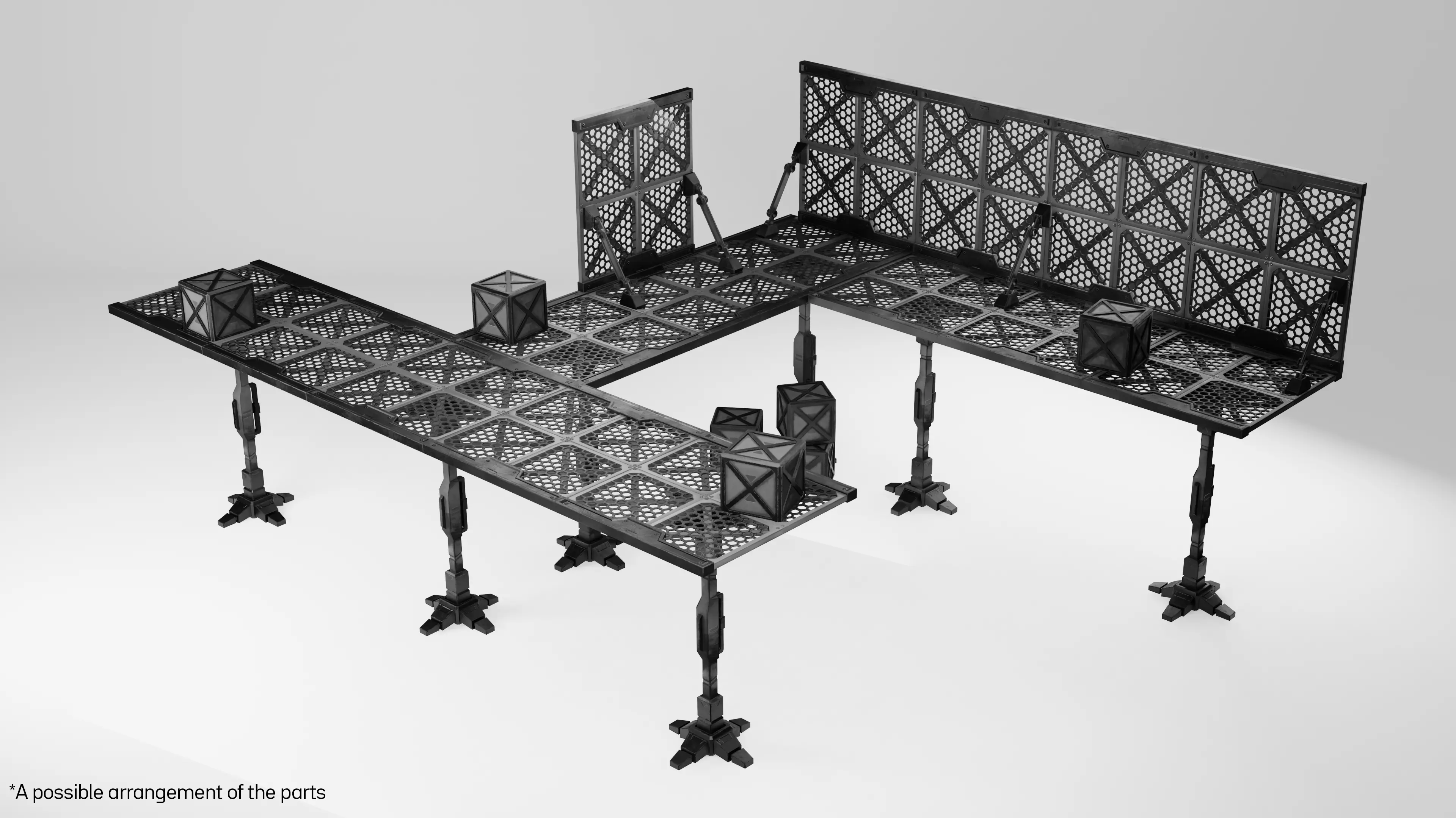 Sci-fi parts Low-poly 3D model_0