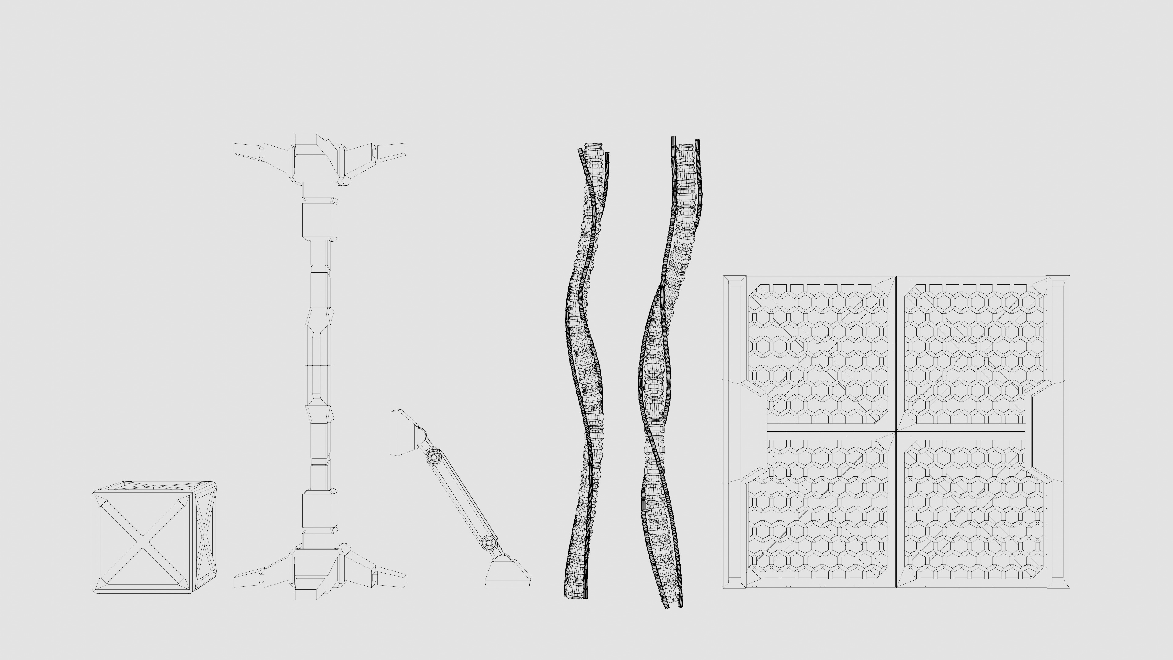 Sci-fi parts Low-poly 3D model_2