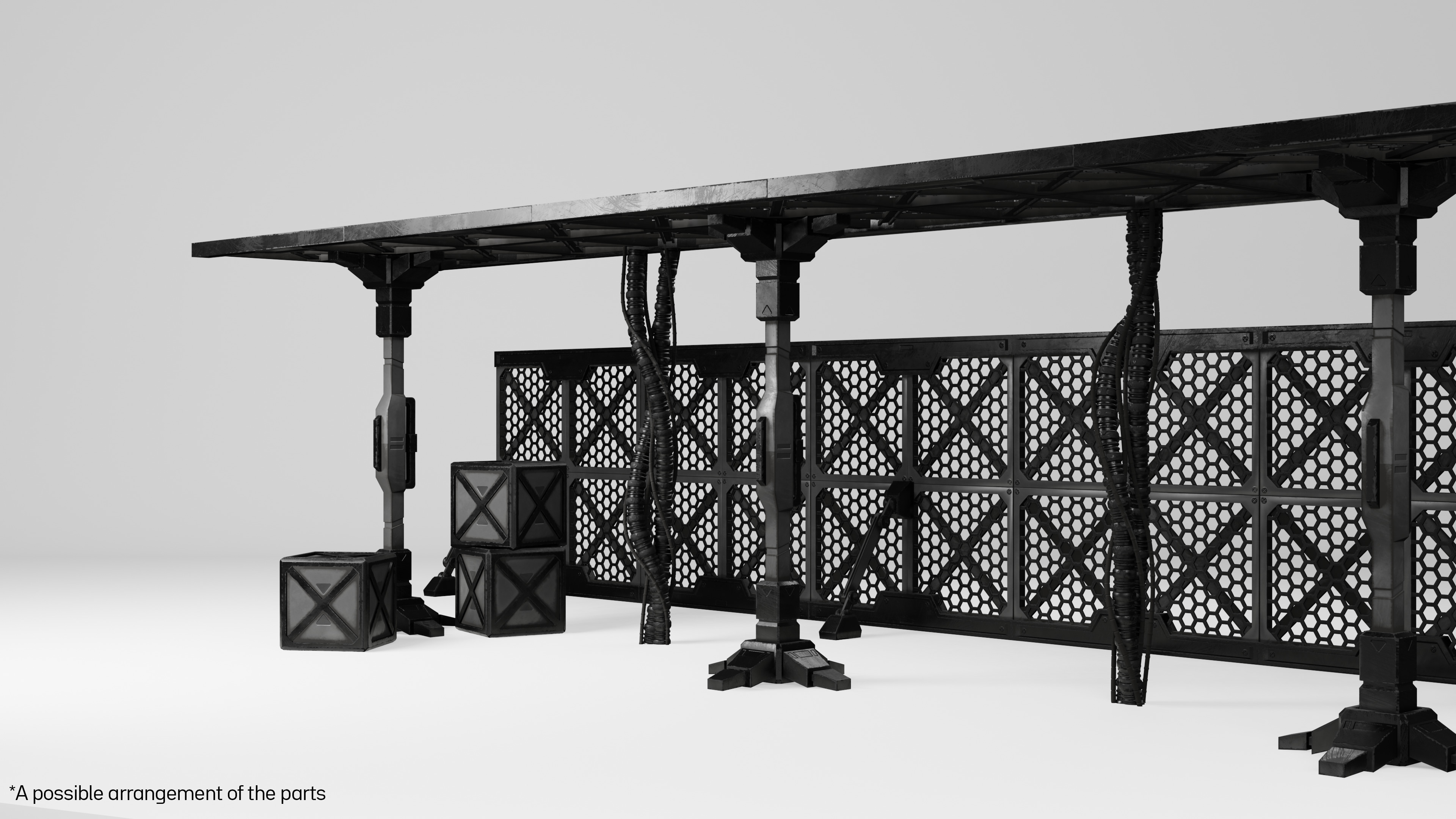 Sci-fi parts Low-poly 3D model_5