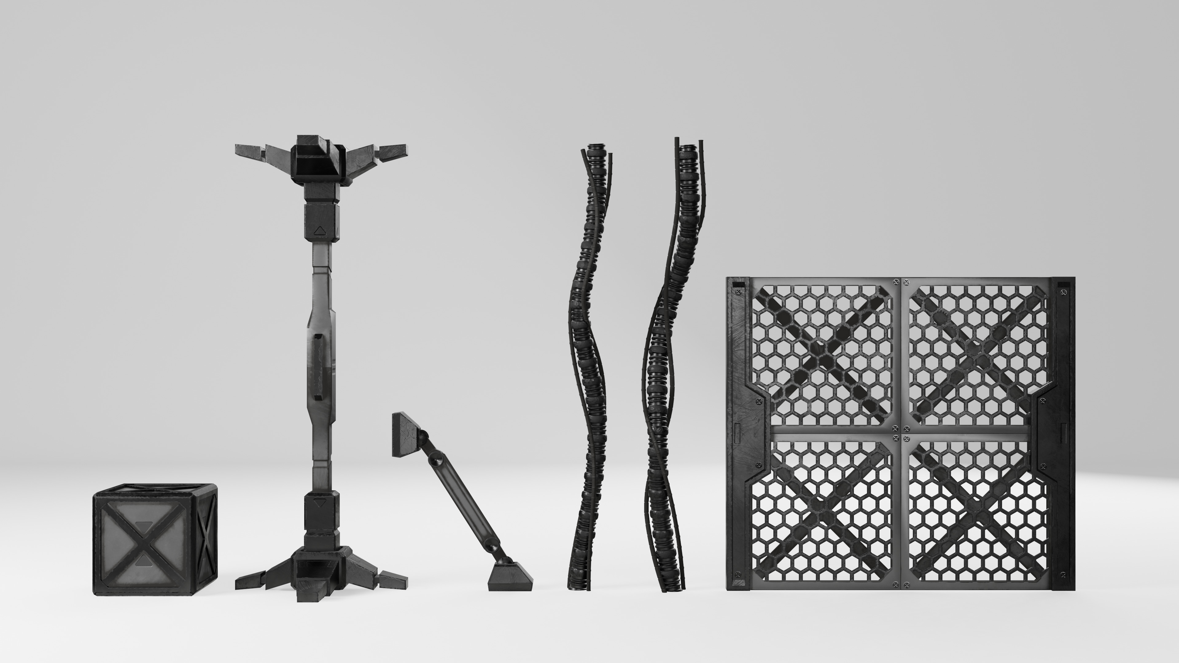 Sci-fi parts Low-poly 3D model_1