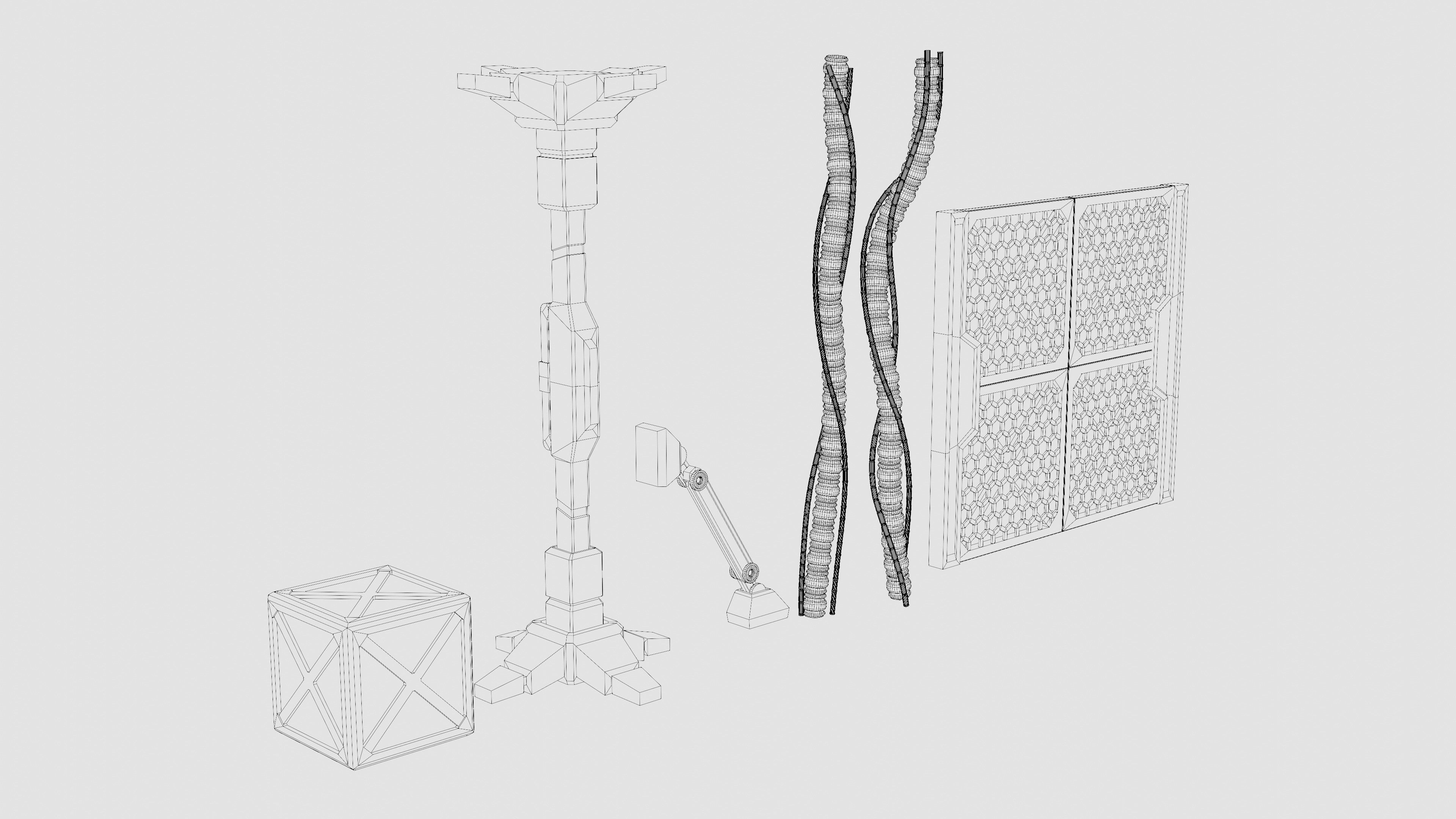 Sci-fi parts Low-poly 3D model_4