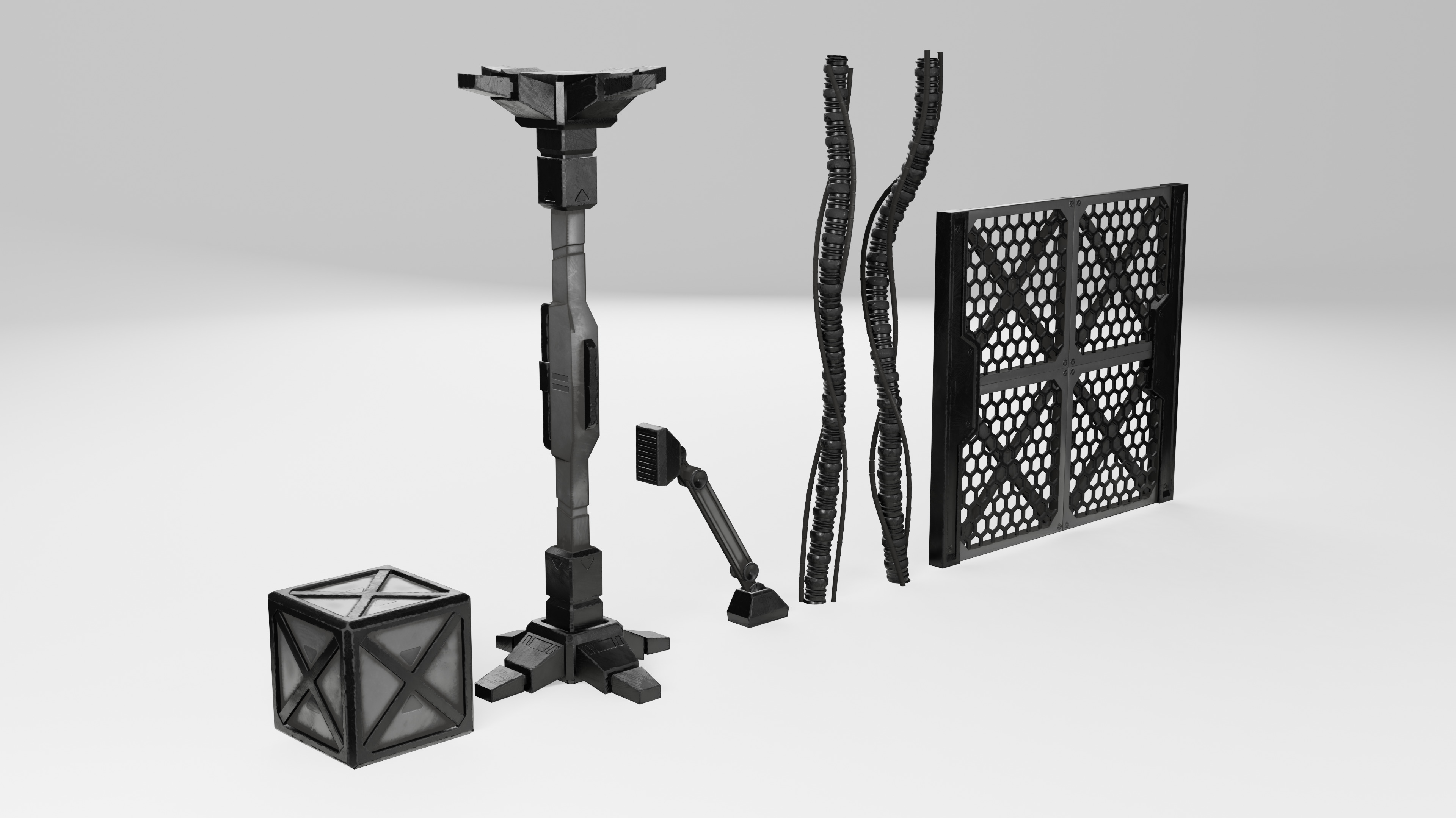 Sci-fi parts Low-poly 3D model_3