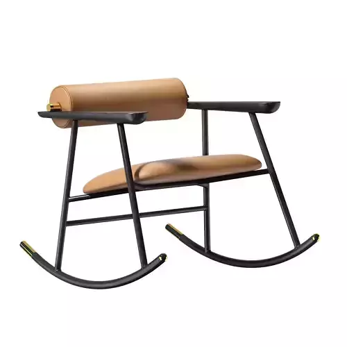 Loulou Rock Rocking Chair Tan Leather by GallottiRadice