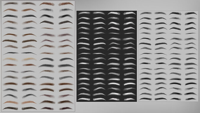 36 Brows pack on transparent background Texture