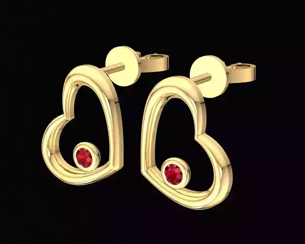 A53a Heart Stud Earrings 
