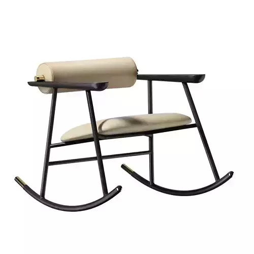 Loulou Rock Rocking Chair Beige Leather by Gallotti and Radice