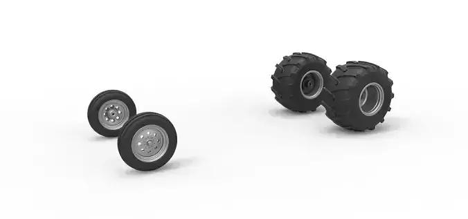 Wheel Set of Vintage Pulling Funny car Scale 1 to 25