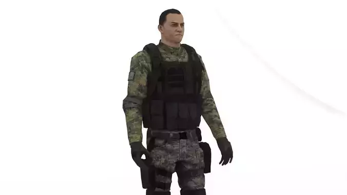  Desert Camo US Soldier Army Combat 3D Character Low-poly 3D model