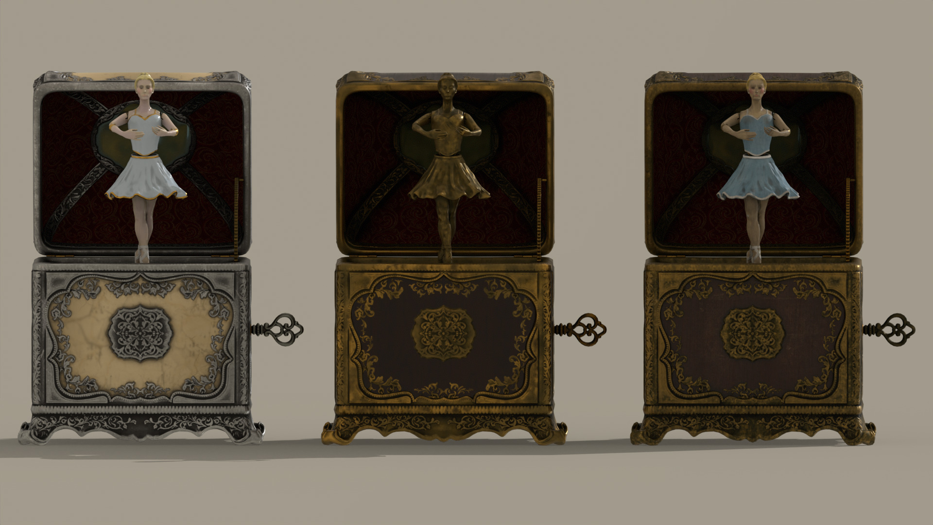 Music Box Rotating Ballerina 3D model_14