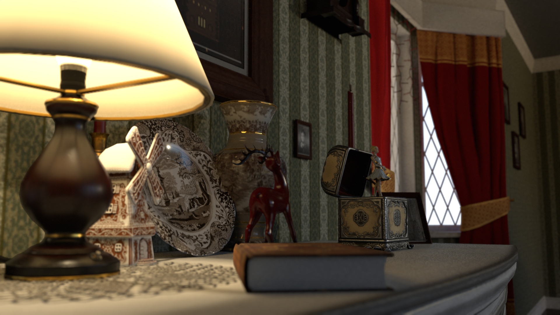 Music Box Rotating Ballerina 3D model_6