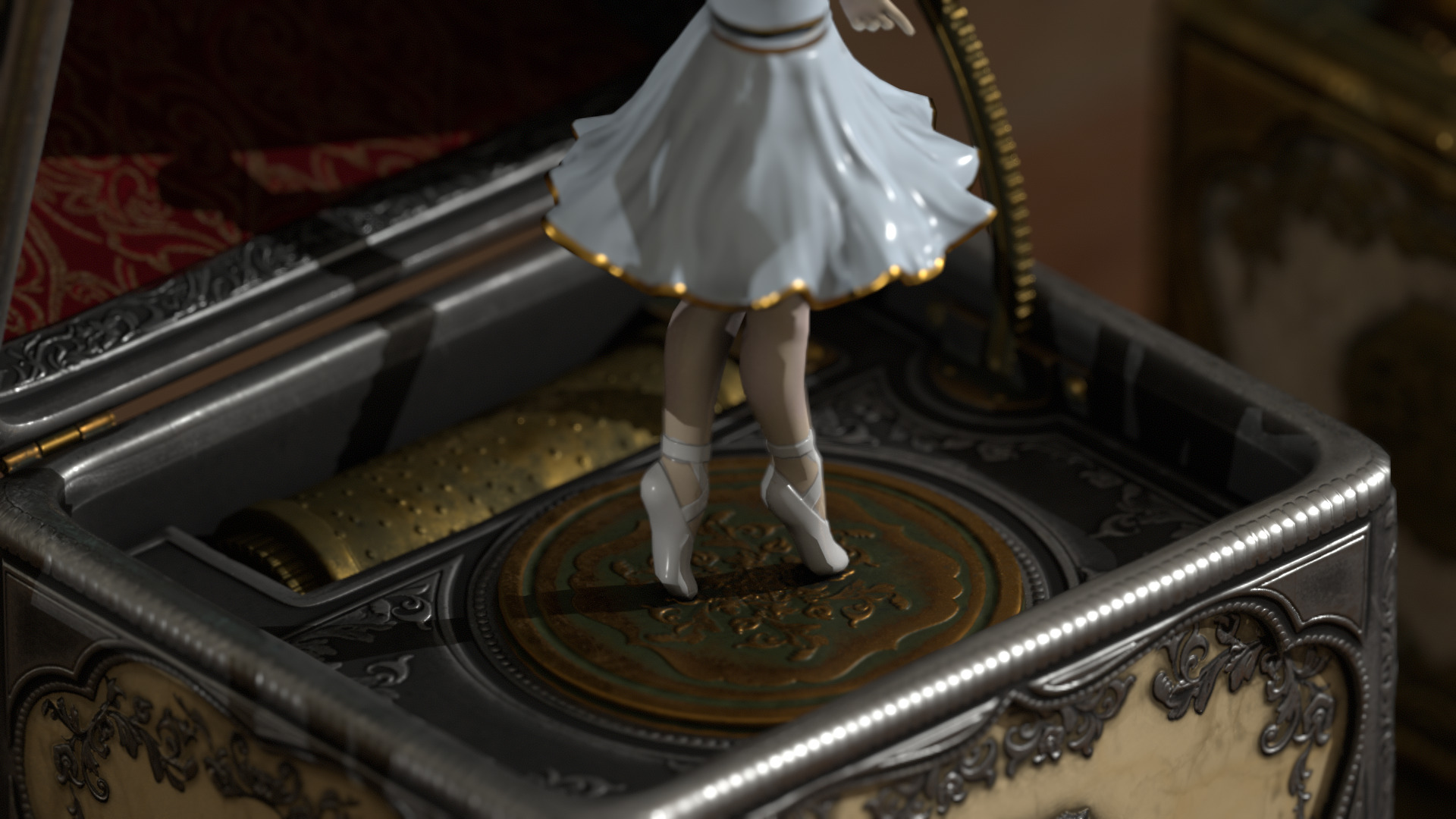 Music Box Rotating Ballerina 3D model_38