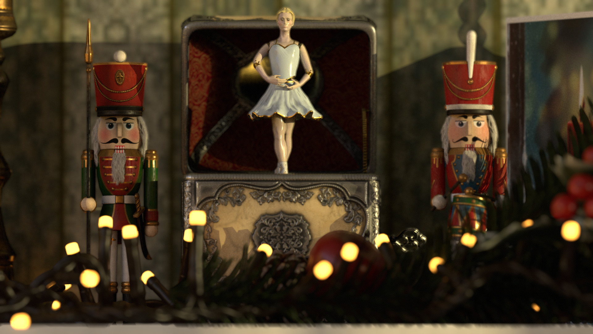 Music Box Rotating Ballerina 3D model_64