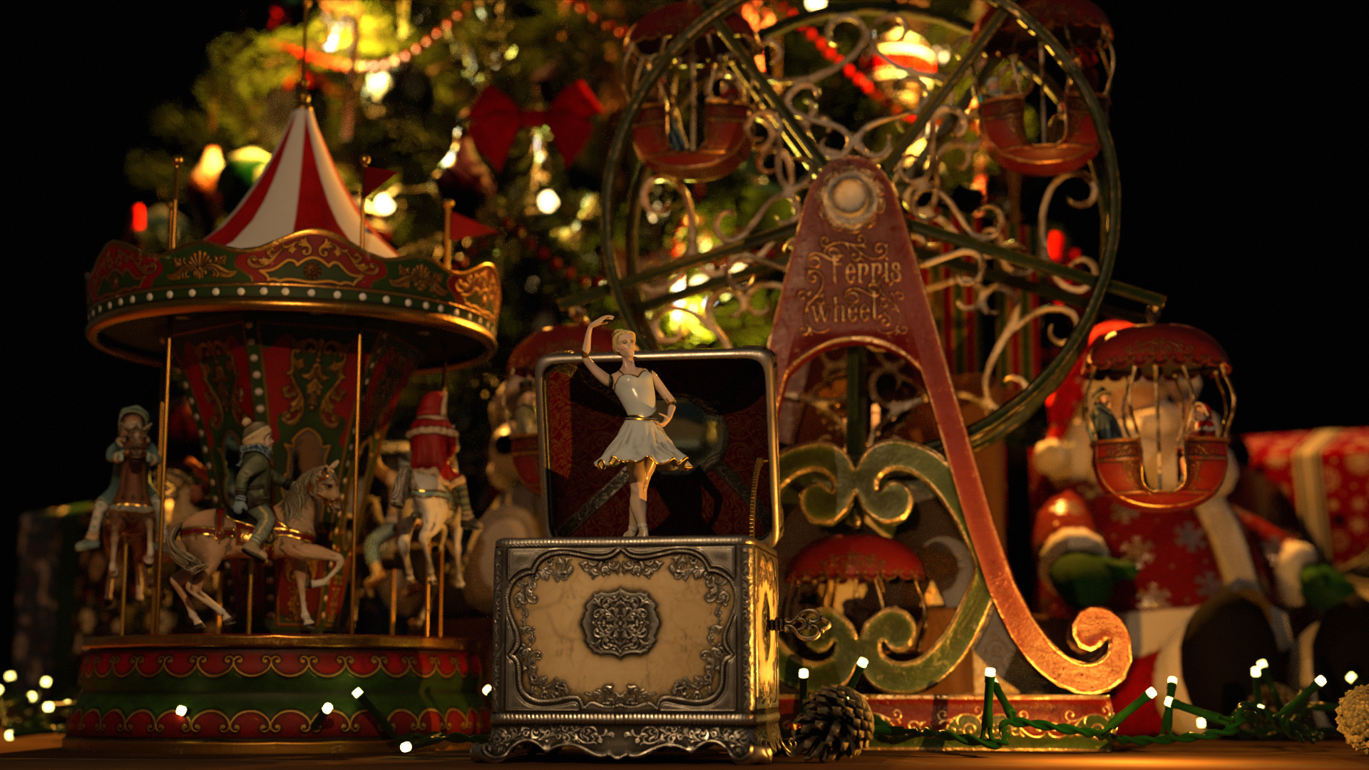 Music Box Rotating Ballerina 3D model_47