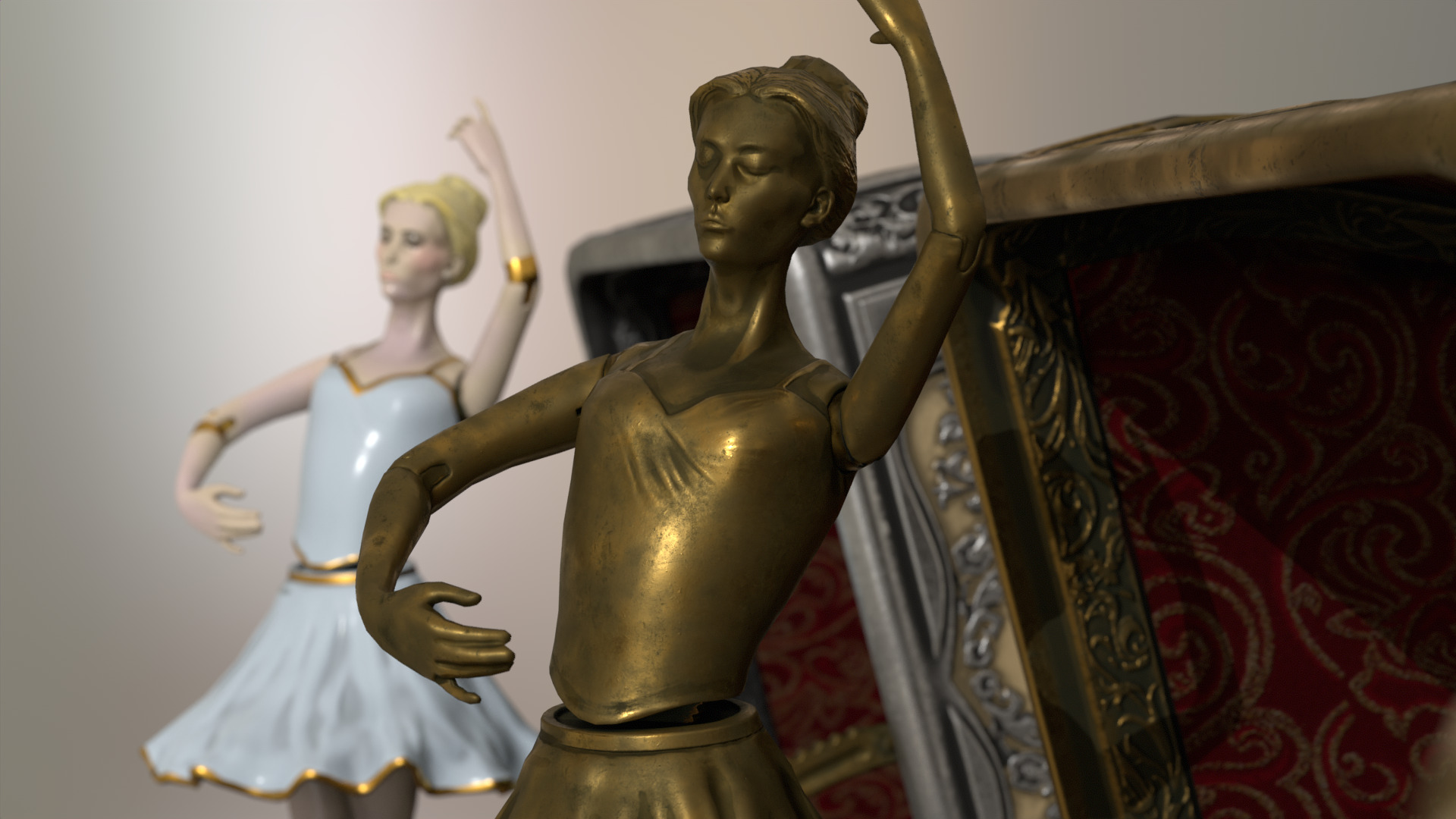 Music Box Rotating Ballerina 3D model_23