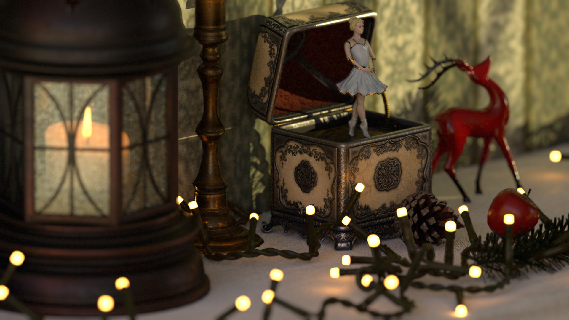 Music Box Rotating Ballerina 3D model_58