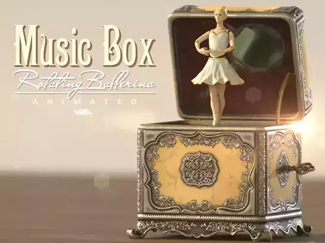 Music Box Rotating Ballerina 3D model