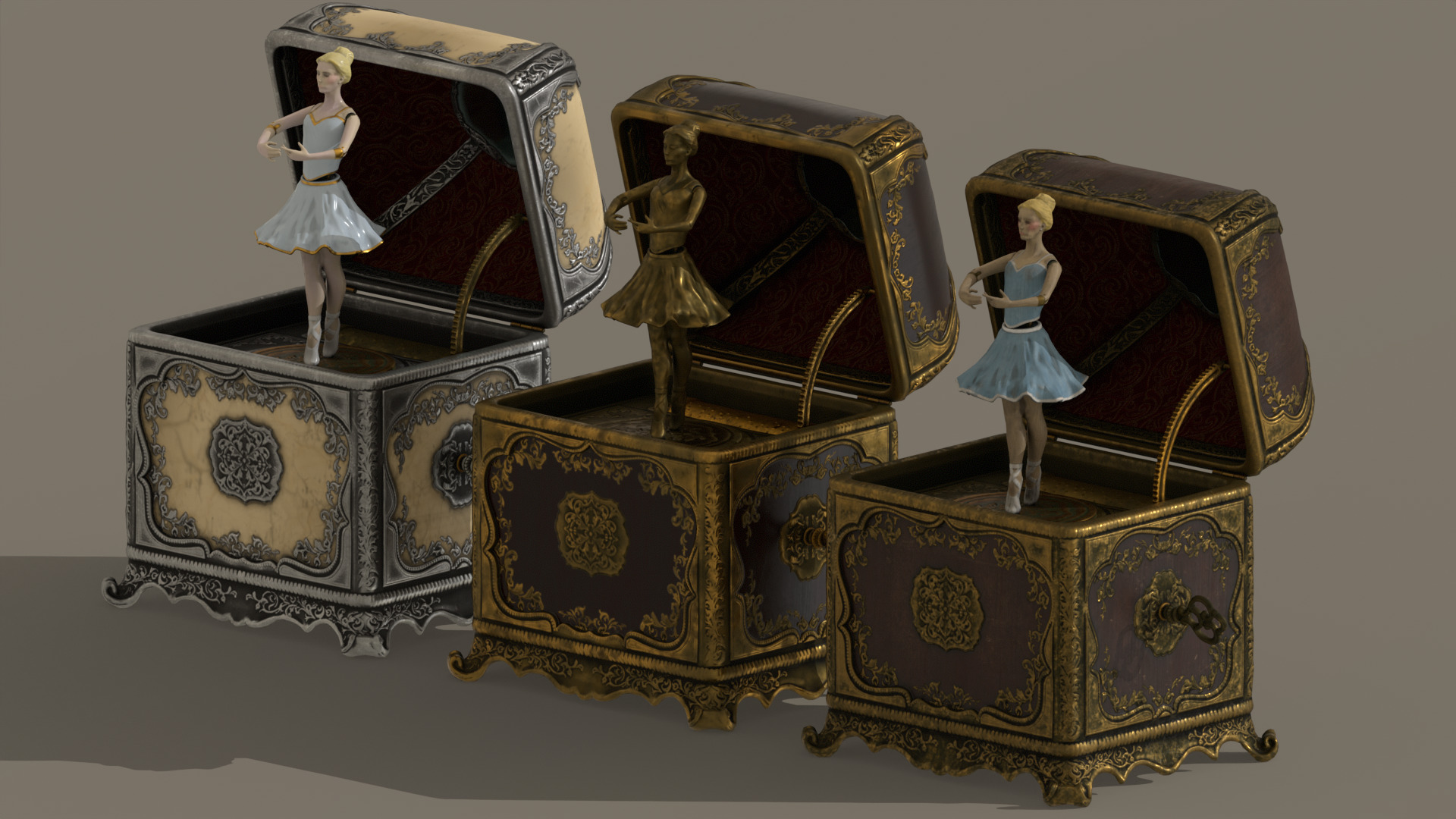 Music Box Rotating Ballerina 3D model_19