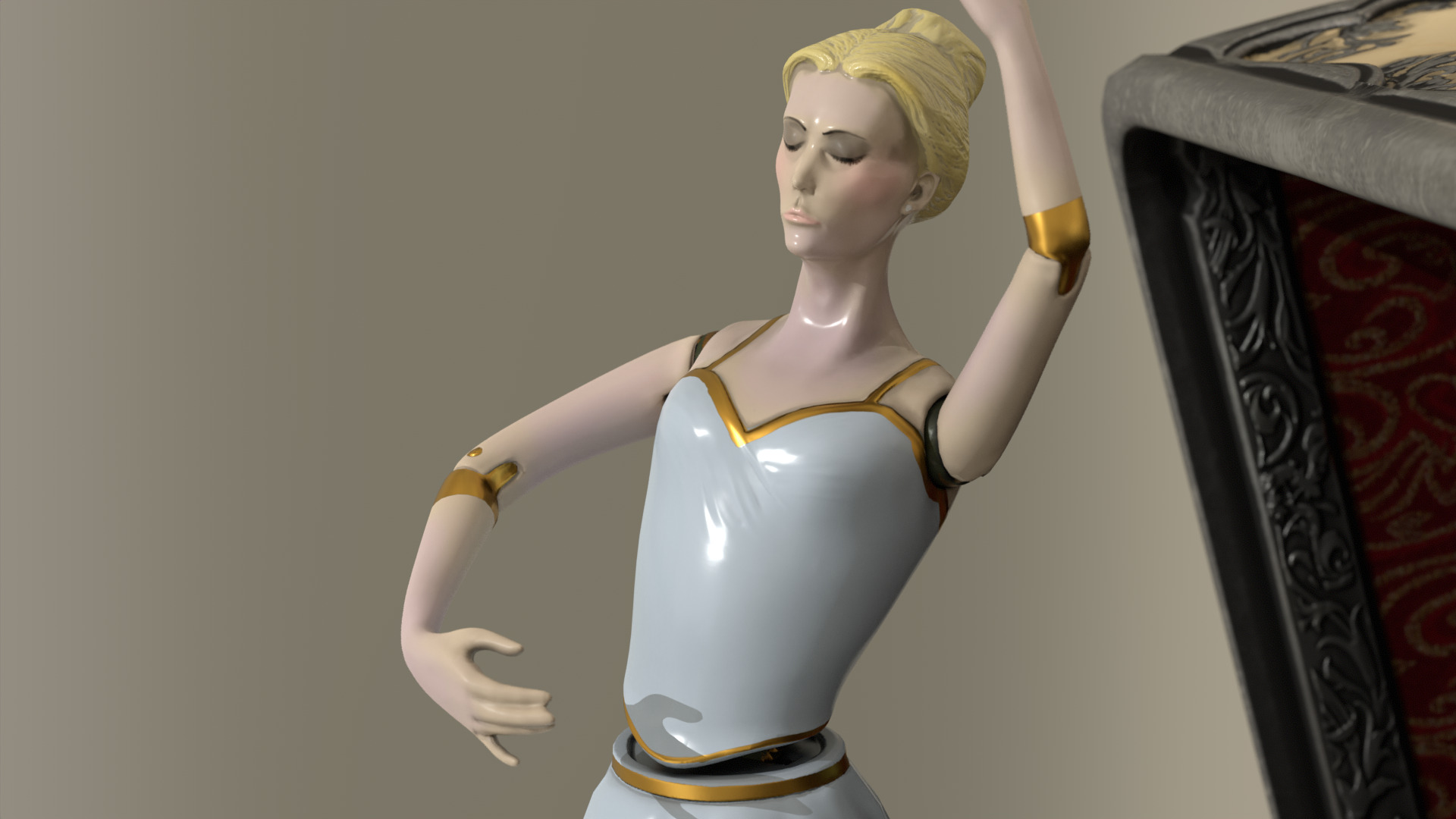 Music Box Rotating Ballerina 3D model_24