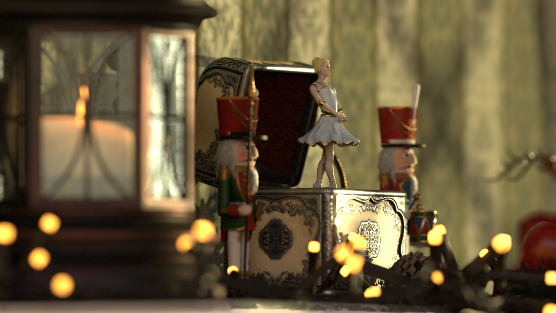 Music Box Rotating Ballerina 3D model_61