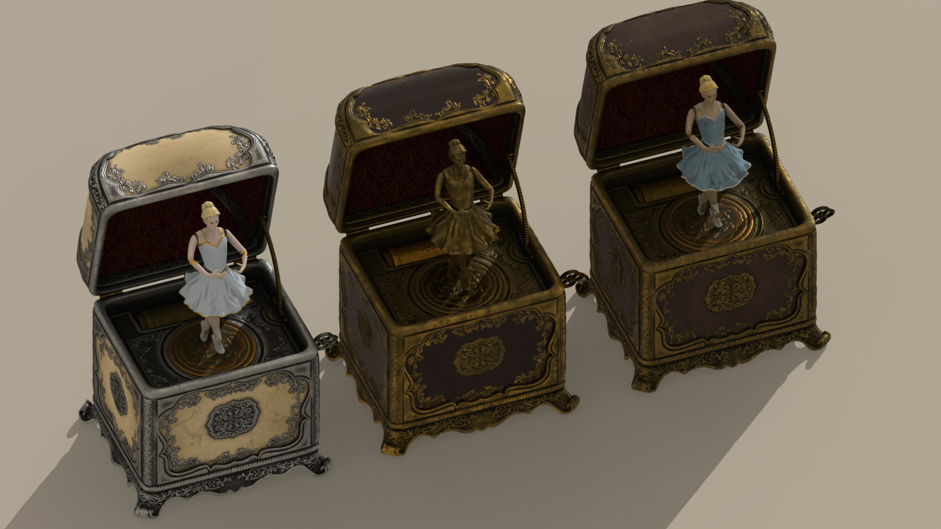 Music Box Rotating Ballerina 3D model_18