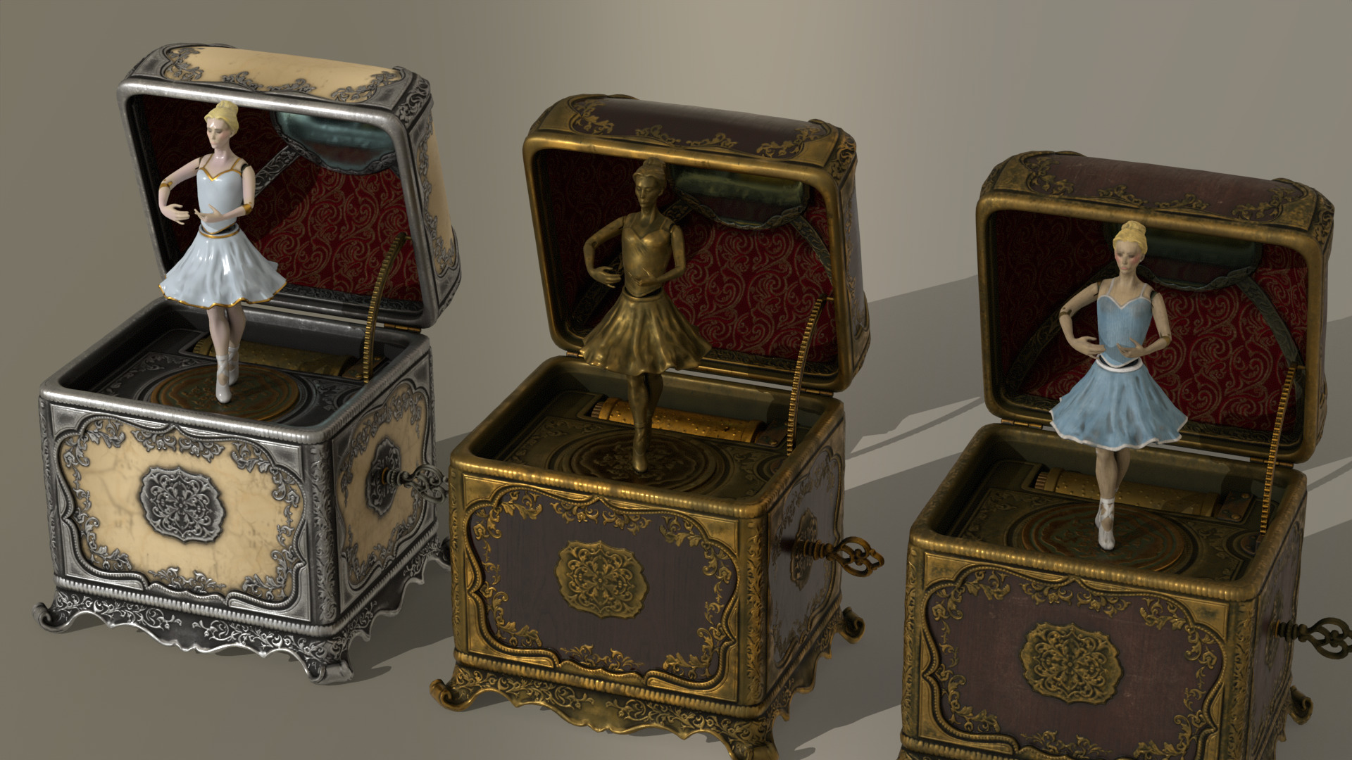 Music Box Rotating Ballerina 3D model_17