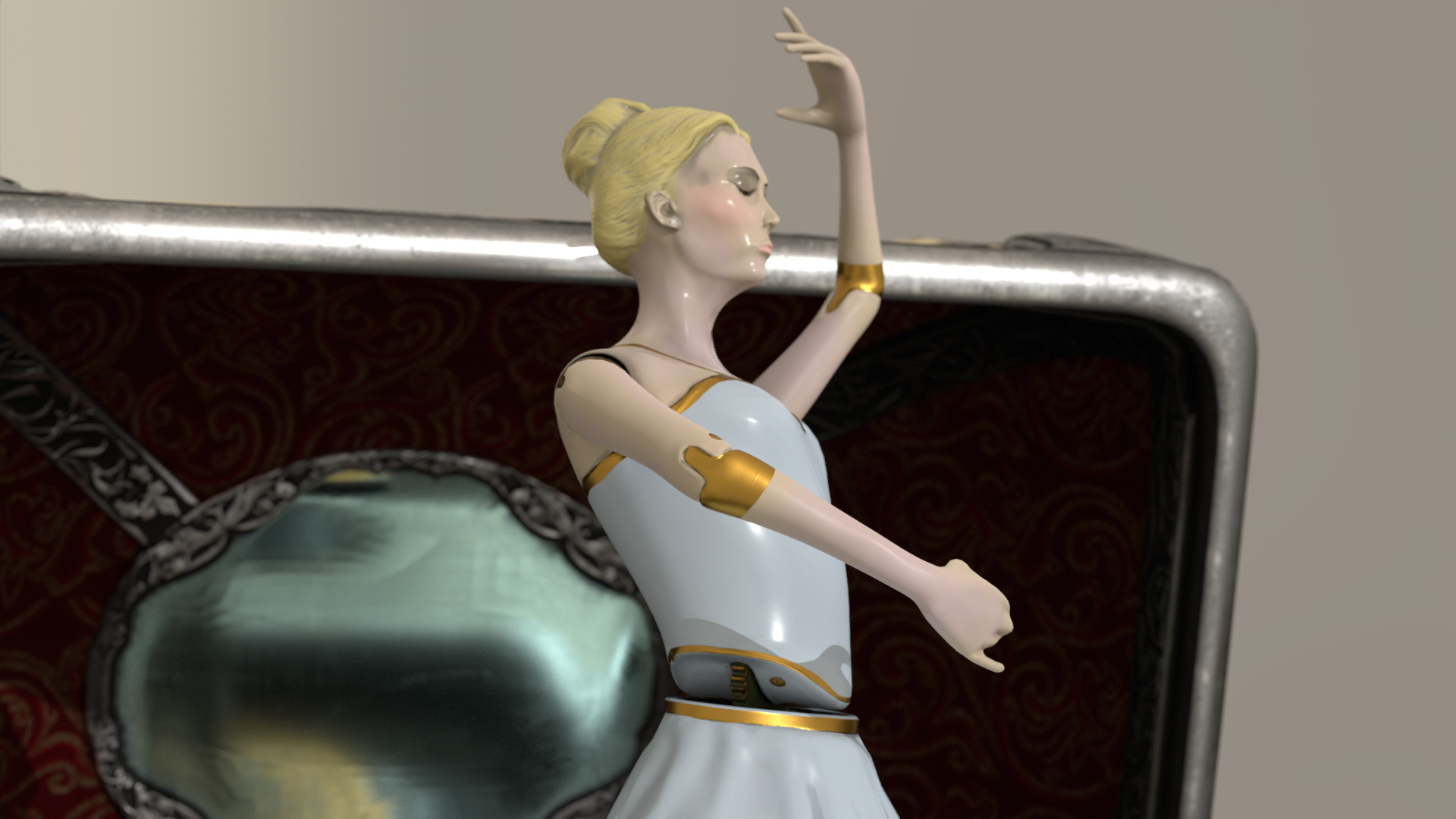 Music Box Rotating Ballerina 3D model_25