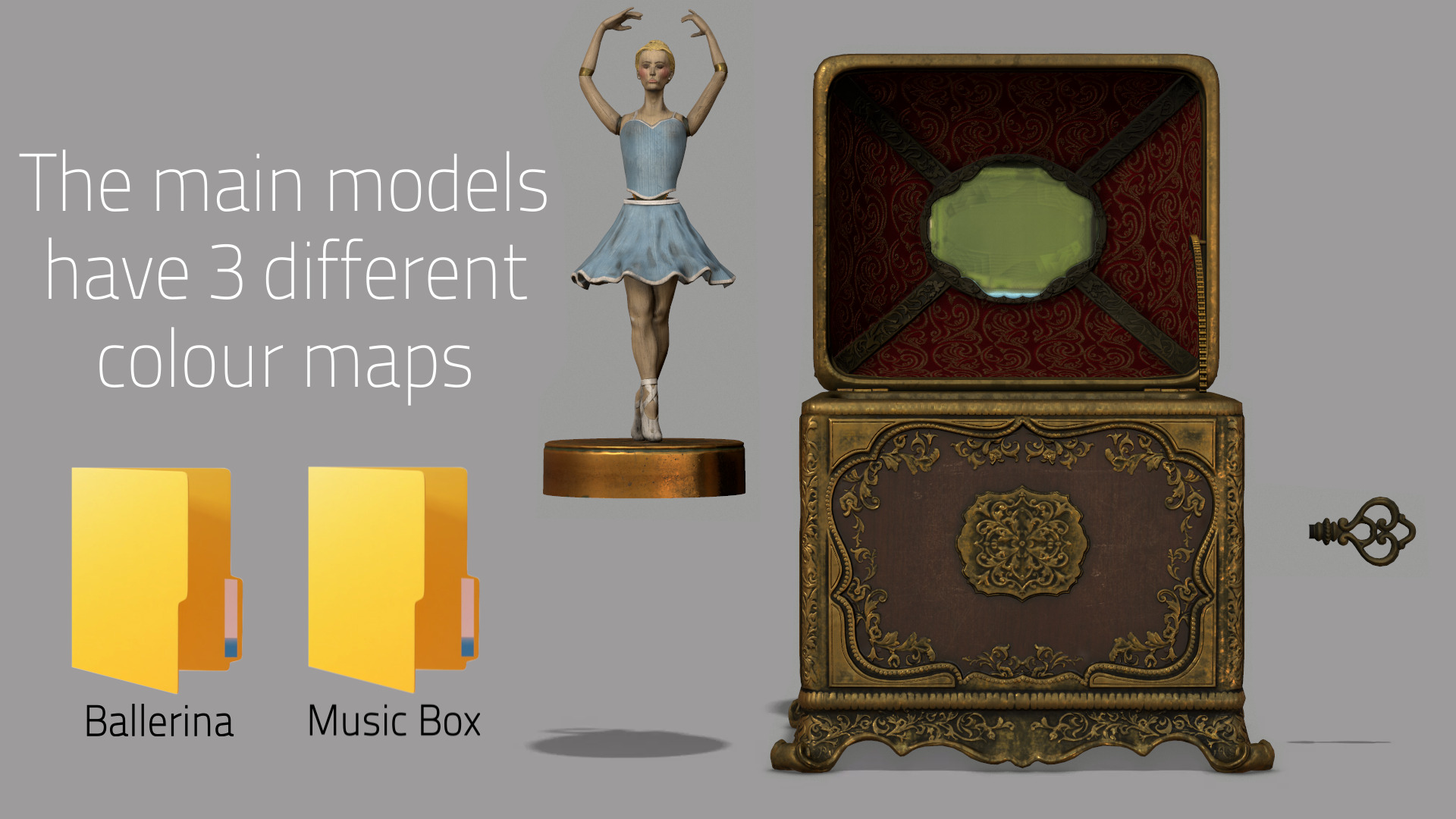 Music Box Rotating Ballerina 3D model_11