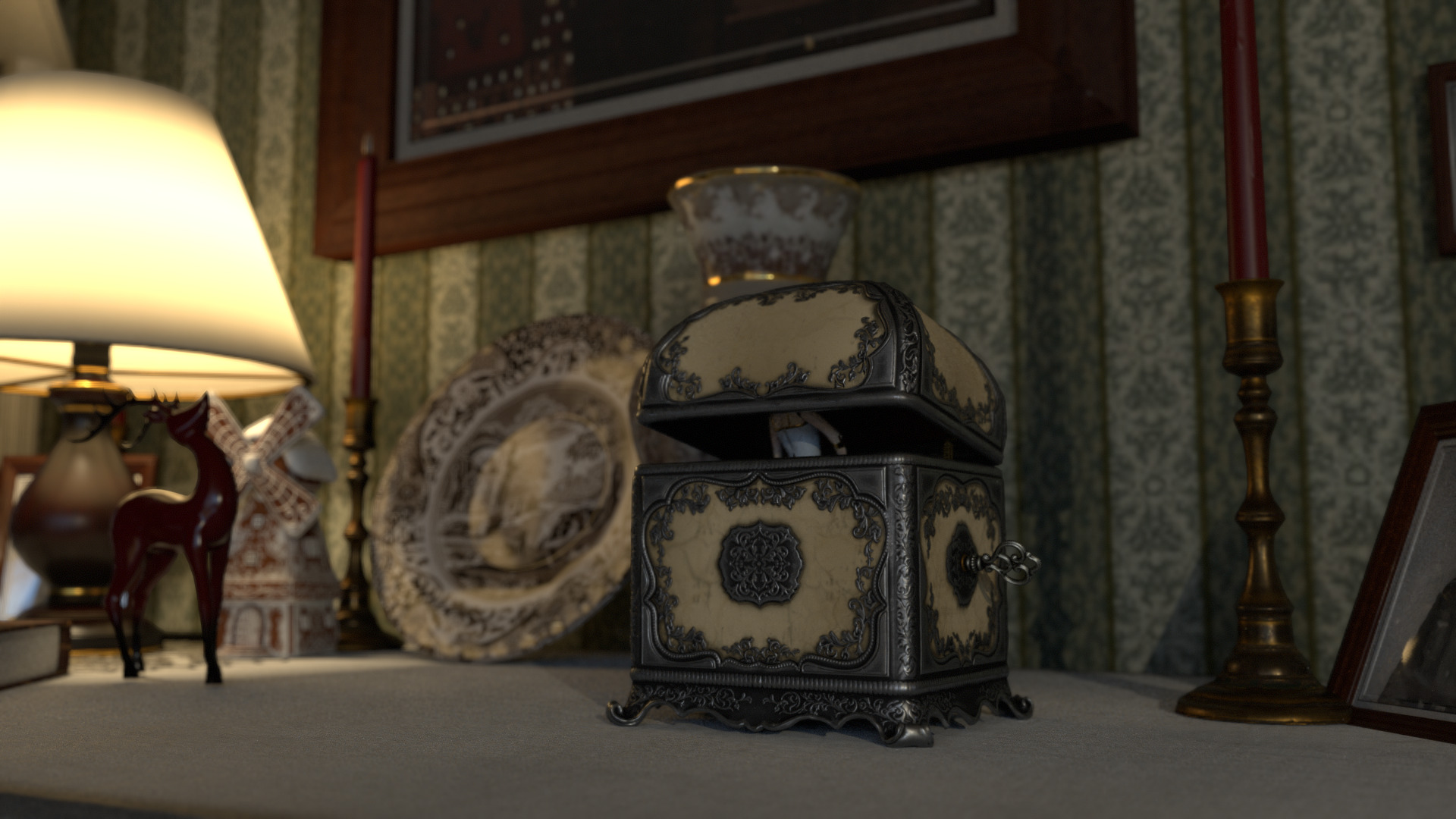 Music Box Rotating Ballerina 3D model_3