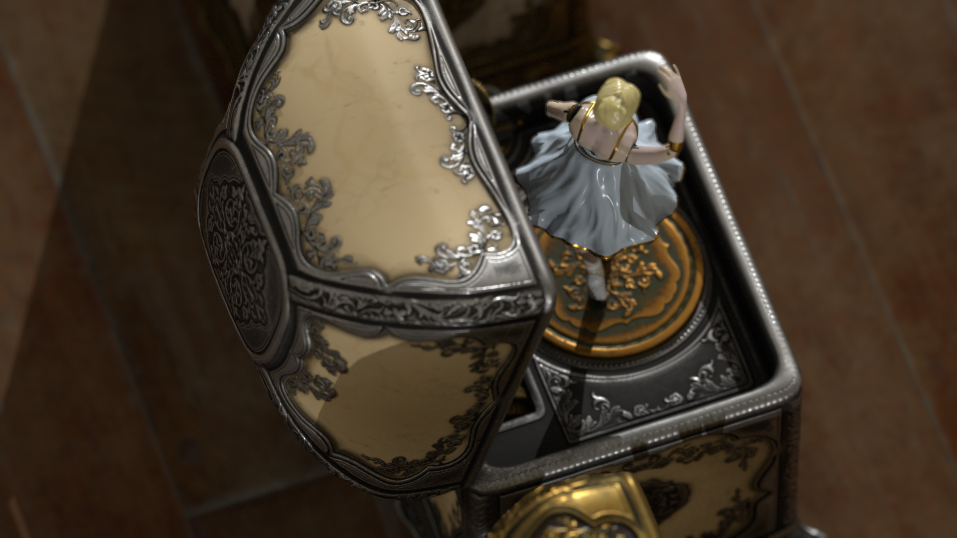 Music Box Rotating Ballerina 3D model_39