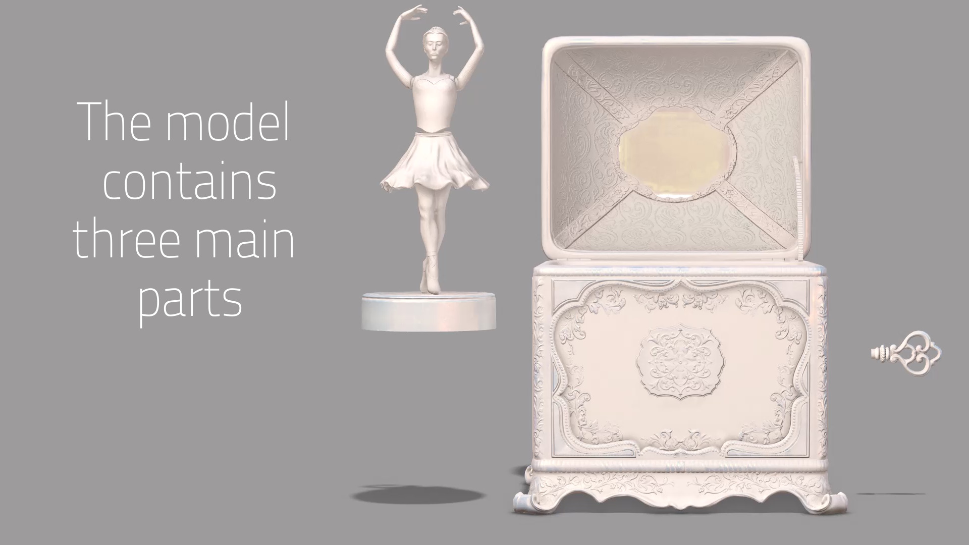 Music Box Rotating Ballerina 3D model_10