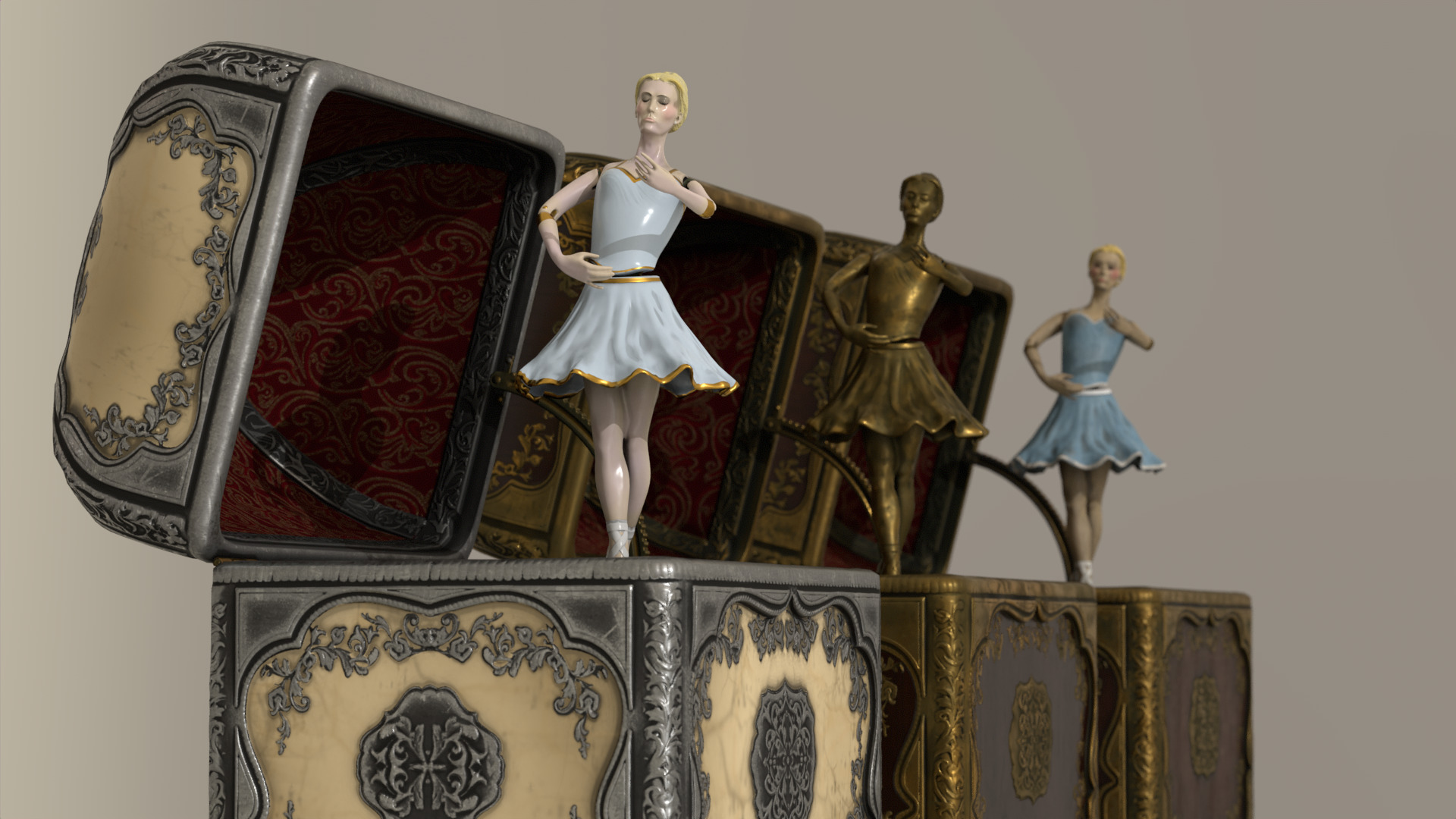 Music Box Rotating Ballerina 3D model_20